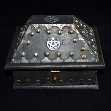 Load image into Gallery viewer, Wooden Chest With Pentacle Inlaid - Black - witchchest