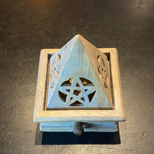 Load image into Gallery viewer, Wooden Cone Burner With Pentacle - Witch Chest
