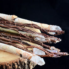 Load image into Gallery viewer, Wooden Crystal Wands Wrapped In Copper By Anne Cheng (Gatineau) - witchchest