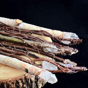 Wooden Crystal Wands Wrapped In Copper By Anne Cheng (Gatineau) - witchchest