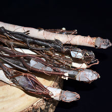 Load image into Gallery viewer, Wooden Crystal Wands Wrapped In Copper By Anne Cheng (Gatineau) - witchchest