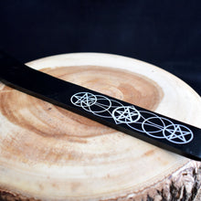 Load image into Gallery viewer, Wooden Incense Burner/Holder With Pentacle Design - Painted Black - witchchest