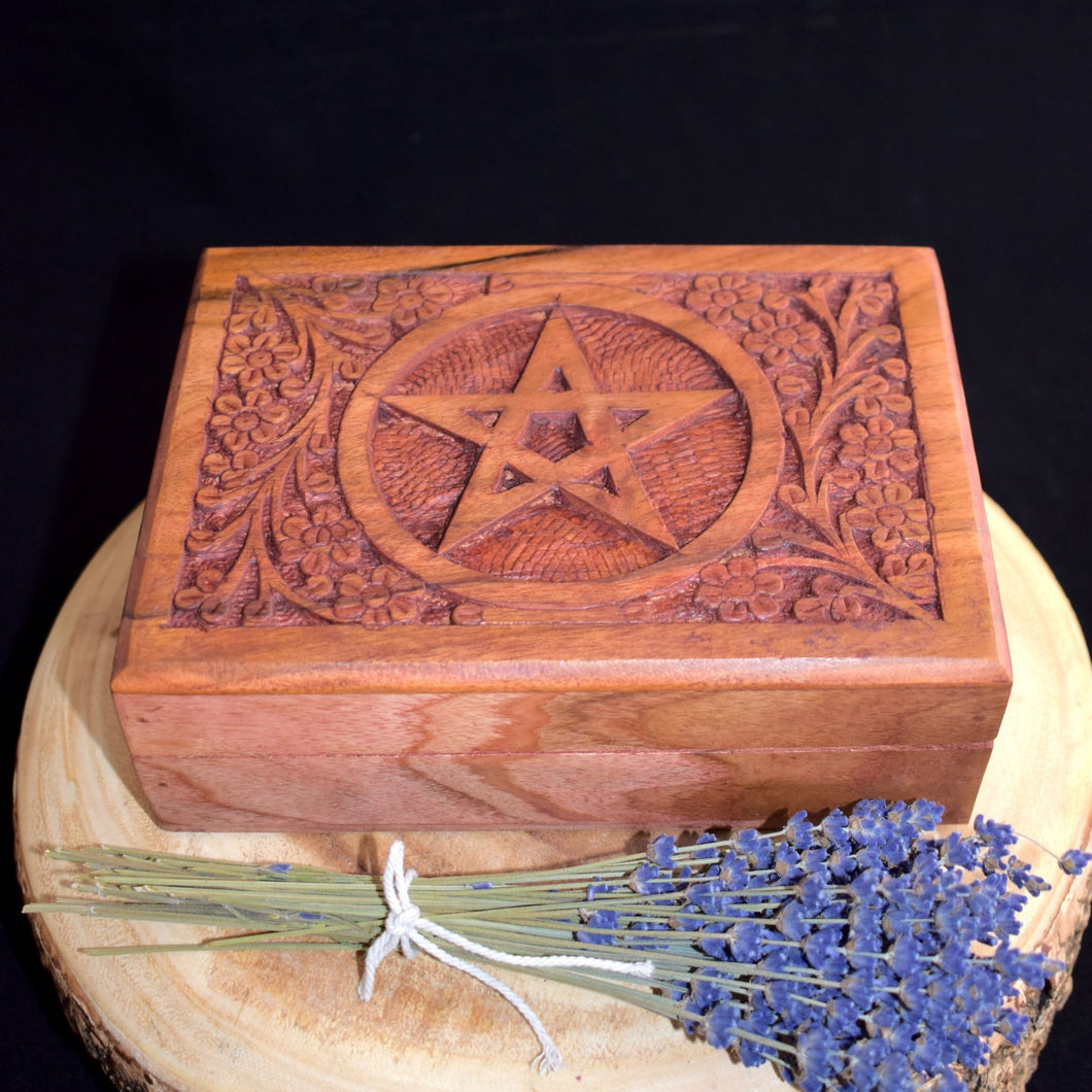 Wooden Pentacle Box - 5X7 - witchchest